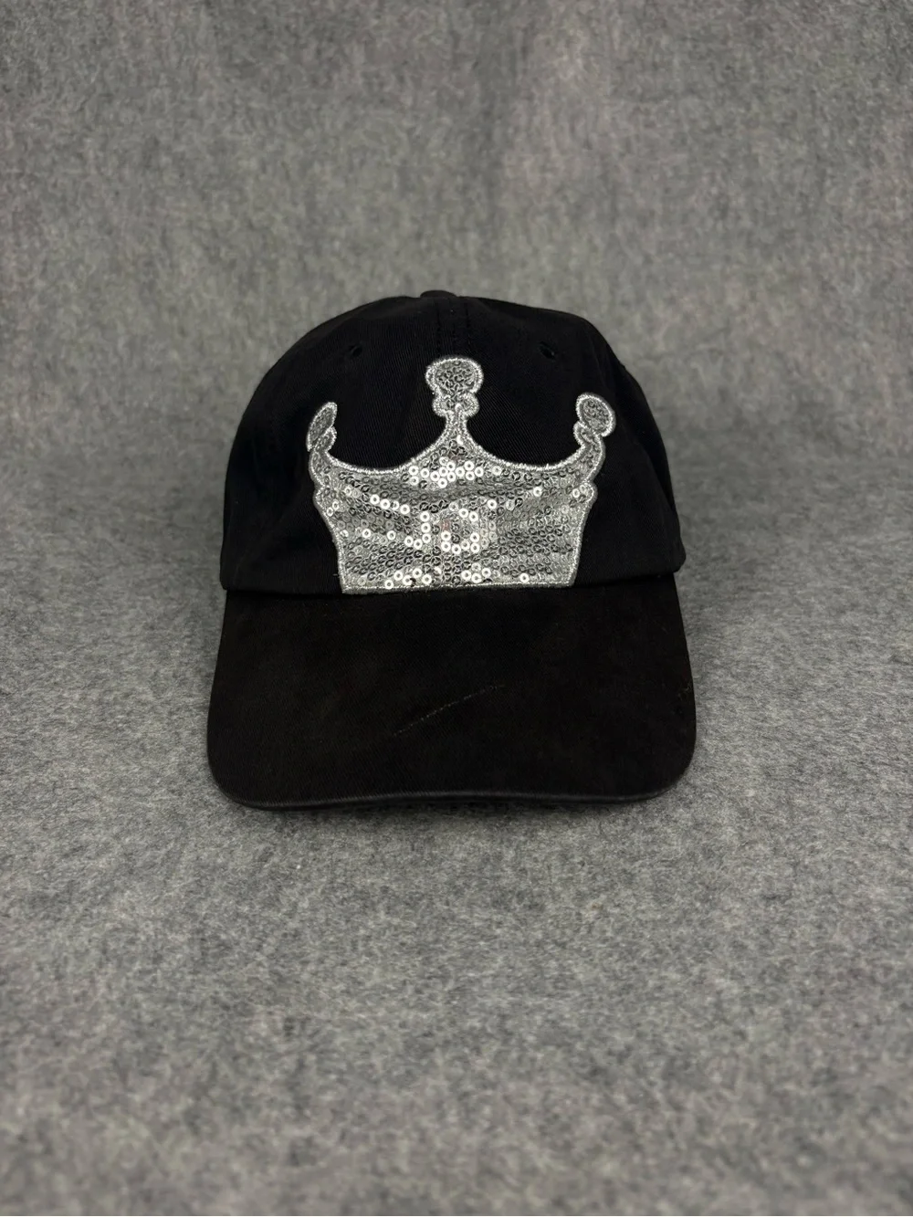 Disney Parks Princess Sequin Crown Black Baseball Hat Adult